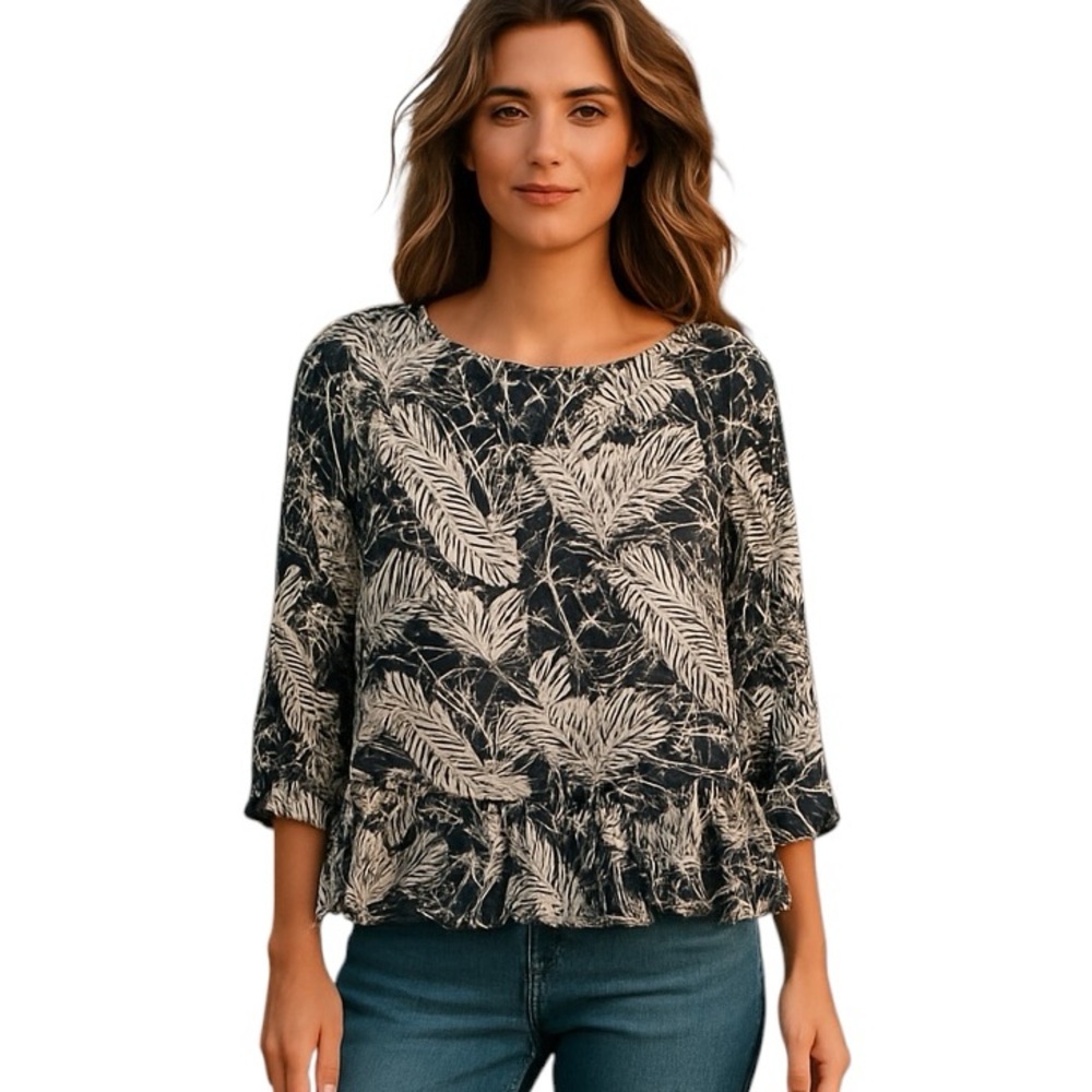 BROOKS BROTHER 346 BLUE WHITE ROUND NECK PEPLUM RUFFLE BLOUSE TOP 4
